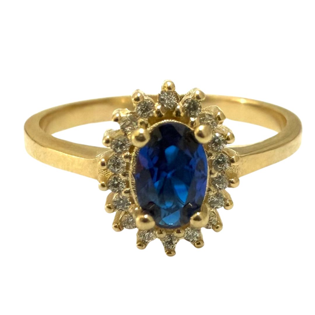 Anillo Compromiso Zafiro 14k. Oro Fino Joyería.