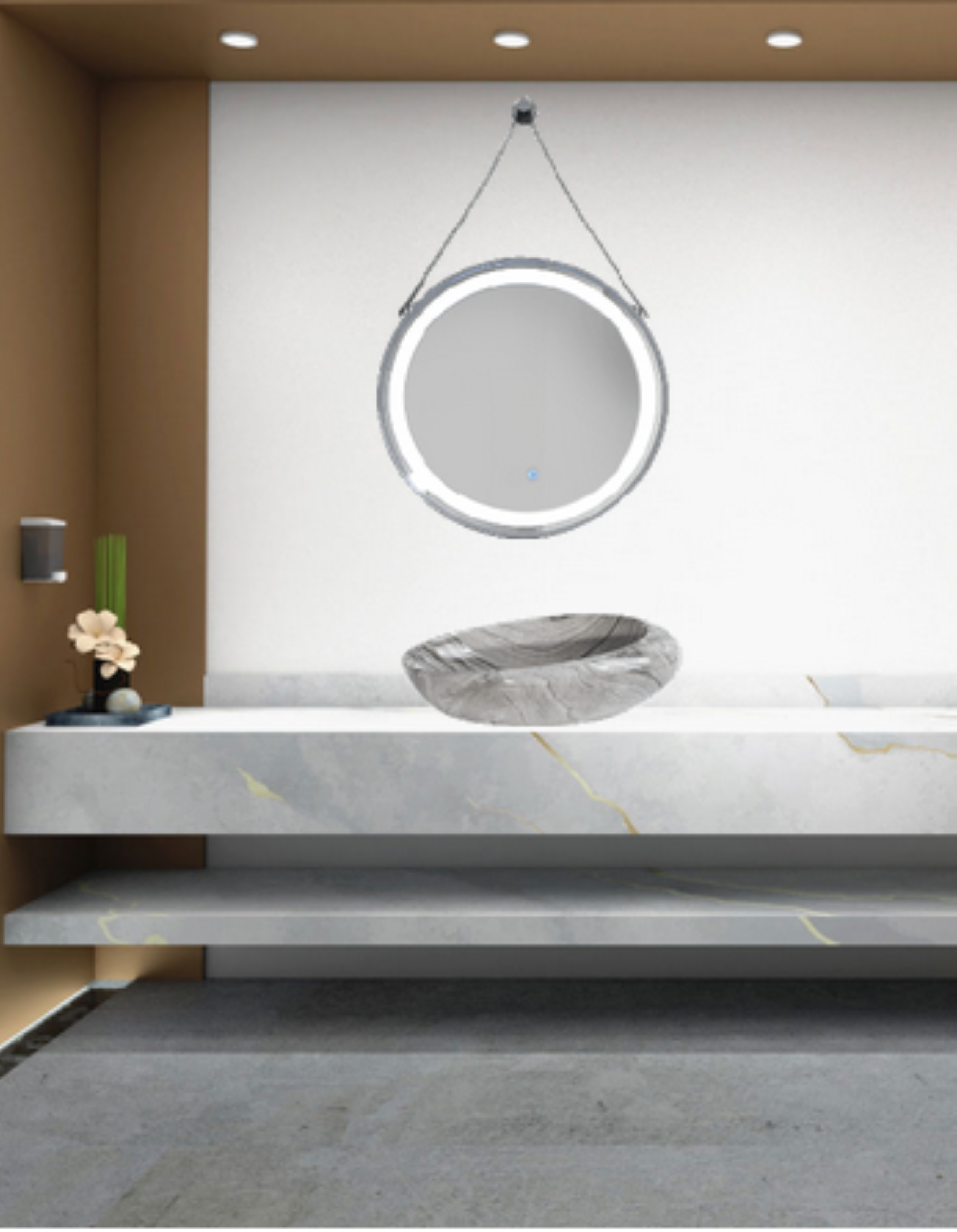 Lavabo Cerámico para Baño NA -GR, acabado marmoleado brillante en tono gris. De sobreponer, con diseño europeo ideal para todo tipo de baños. Dimensiones 50.0 x 33.0 x 12.0 cms. (base x altura x profundidad).