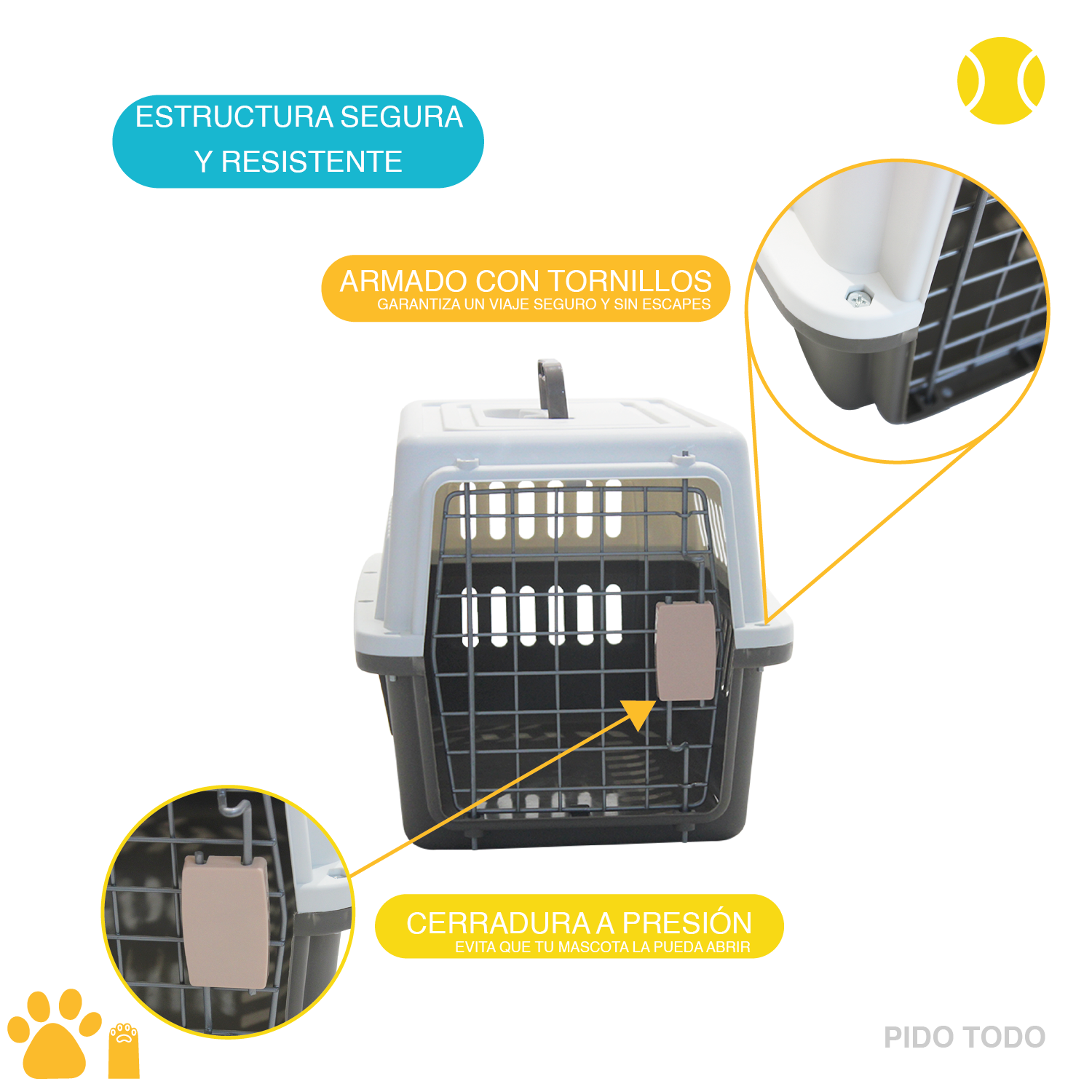 Transportadora Kennel Poli Pets Tamaño chica Color Café