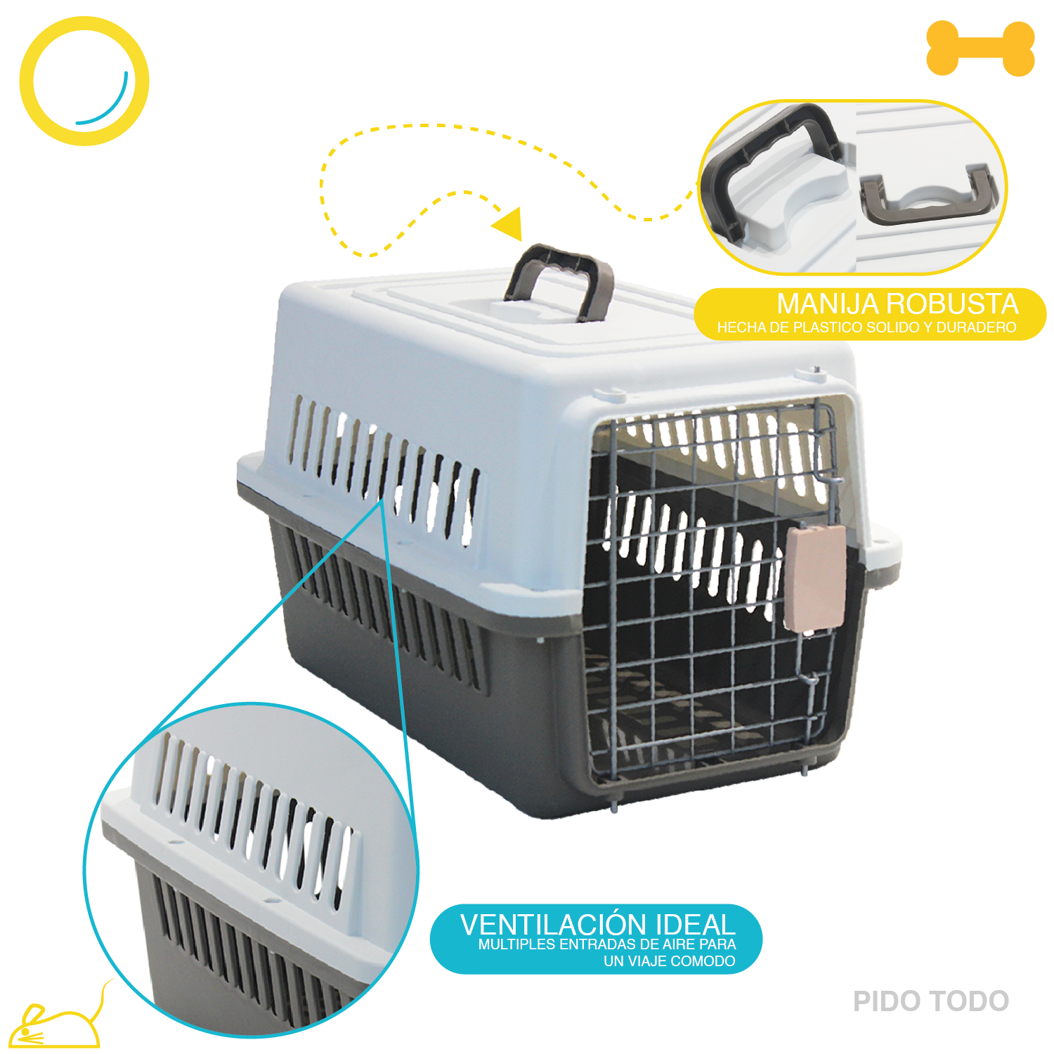 Transportadora Kennel Poli Pets Tamaño chica Color Café