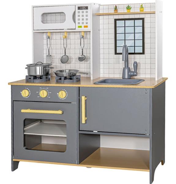 Cocina Cocinita Infantil Madera Niños Moderna Accesorios Little Monkey