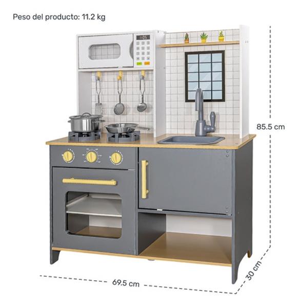 Cocina Cocinita Infantil Madera Niños Moderna Accesorios Little Monkey