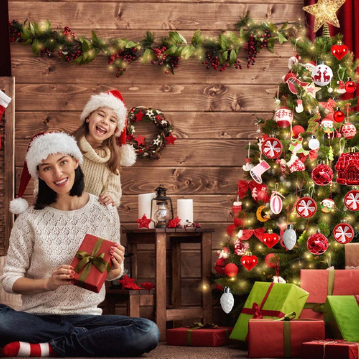 40 Pcs Esferas Navideñas Rojo Y Blanco Decorativa De Navidad ROJO Y BLANCO