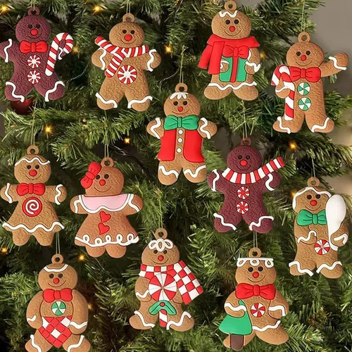 30pz Adornos De Hombre Jengibre Decoración Arbol Navidad Kit CAFE 