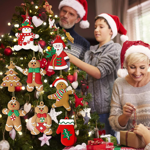 30pz Adornos De Hombre Jengibre Decoración Arbol Navidad Kit CAFE 