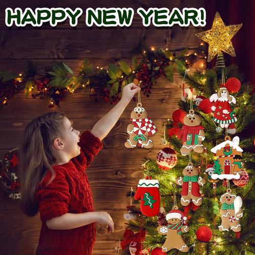30pz Adornos De Hombre Jengibre Decoración Arbol Navidad Kit CAFE 