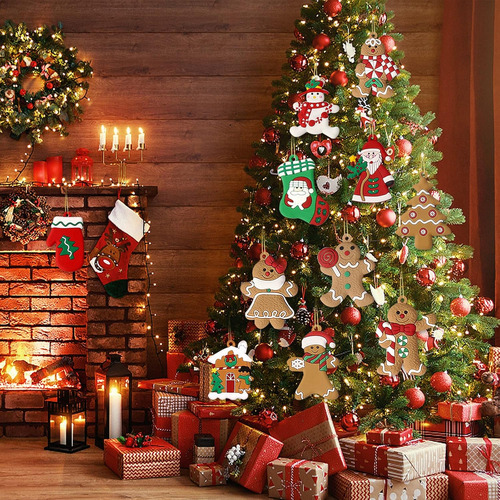 30pz Adornos De Hombre Jengibre Decoración Arbol Navidad Kit CAFE 