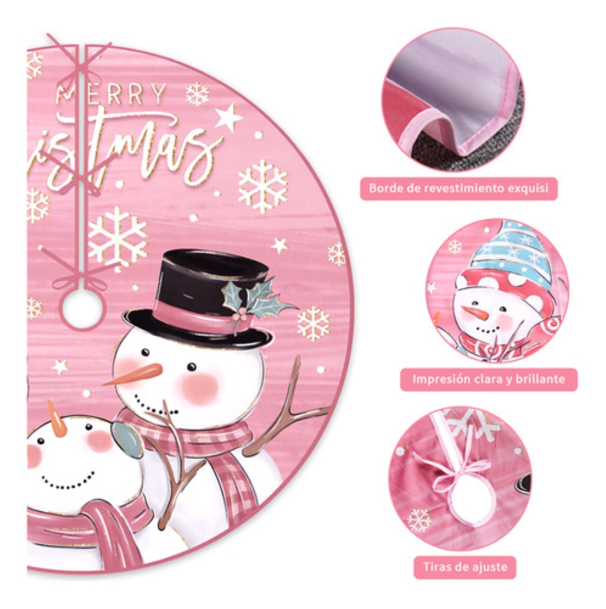 Falda Árbol De Navidad Decoración Muñeco De Nieve 122 cm, Rosa