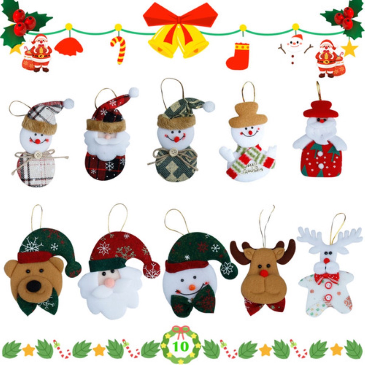 Adornos Navideños Para Arbol Navidad Muñecos Colgantes 10 pzs COLORES
