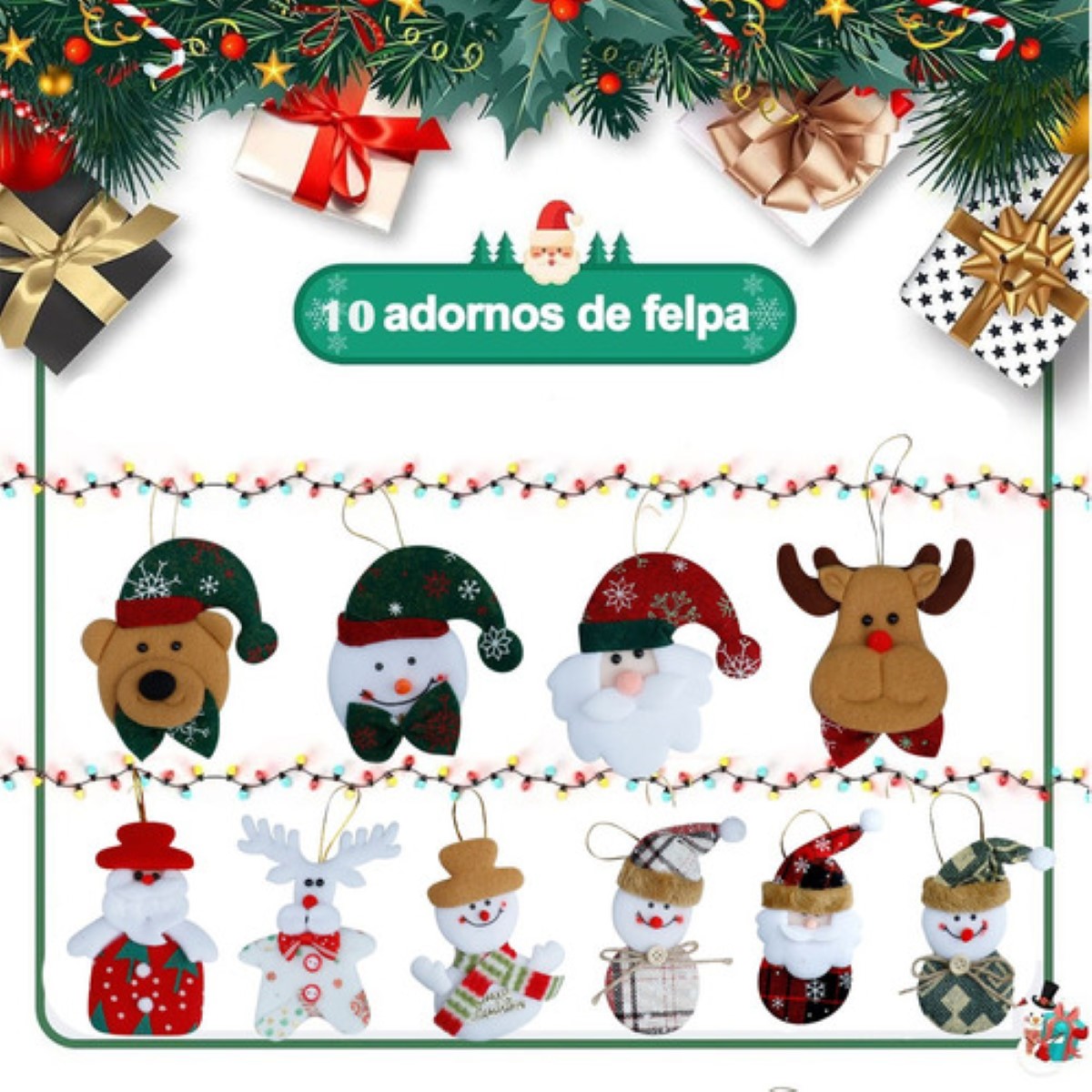Adornos Navideños Para Arbol Navidad Muñecos Colgantes 10 pzs COLORES