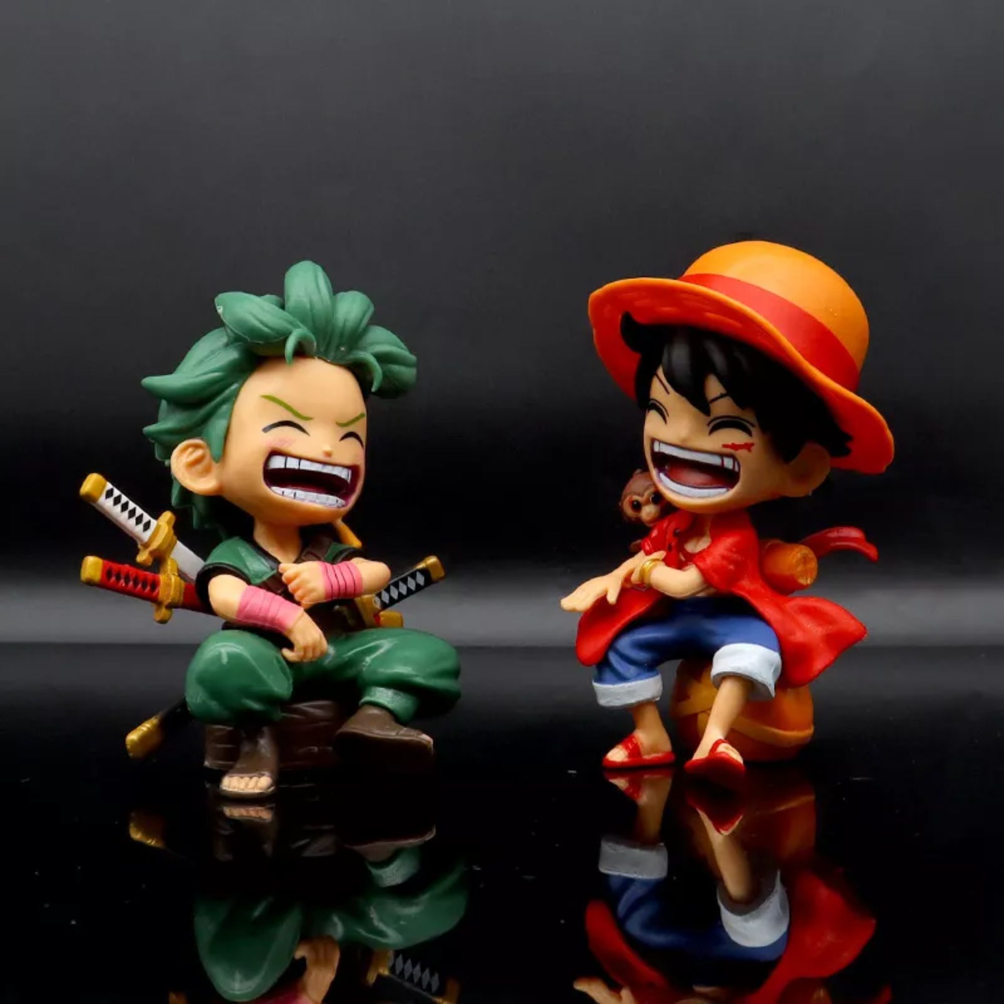 Set 3 Figuras Anime One Piece Luffy Roronoa Zoro Sanji, Figuras Chibi Coleccionable Anime 
