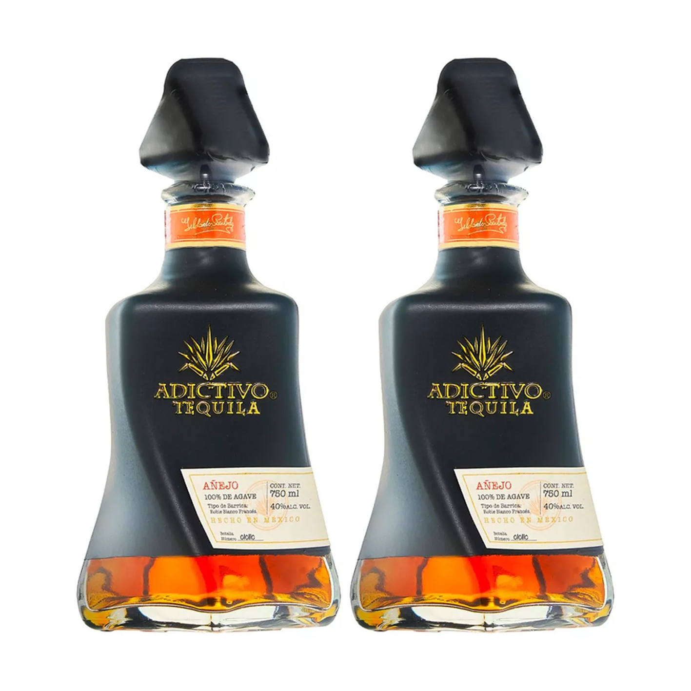 Duo Pack Tequila Adictivo Añejo Black 100% Agave 750 Ml