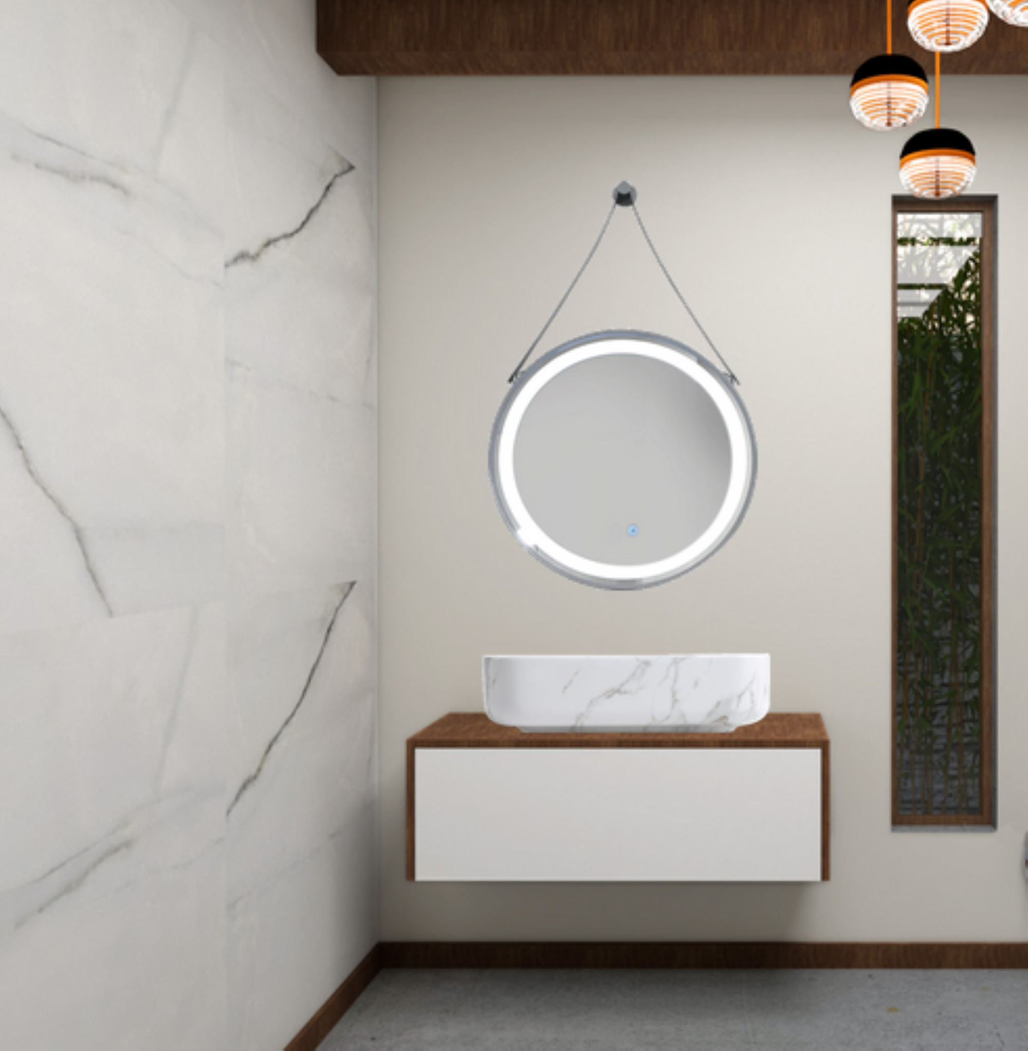 Lavabo Cerámico para Baño TIM, forma rectangular acabado blanco marmoleado. De sobreponer, con diseño europeo ideal para todo tipo de baños. Dimensiones 50.0 x 39.0 x 13.0 cms. (base x altura x profundidad)