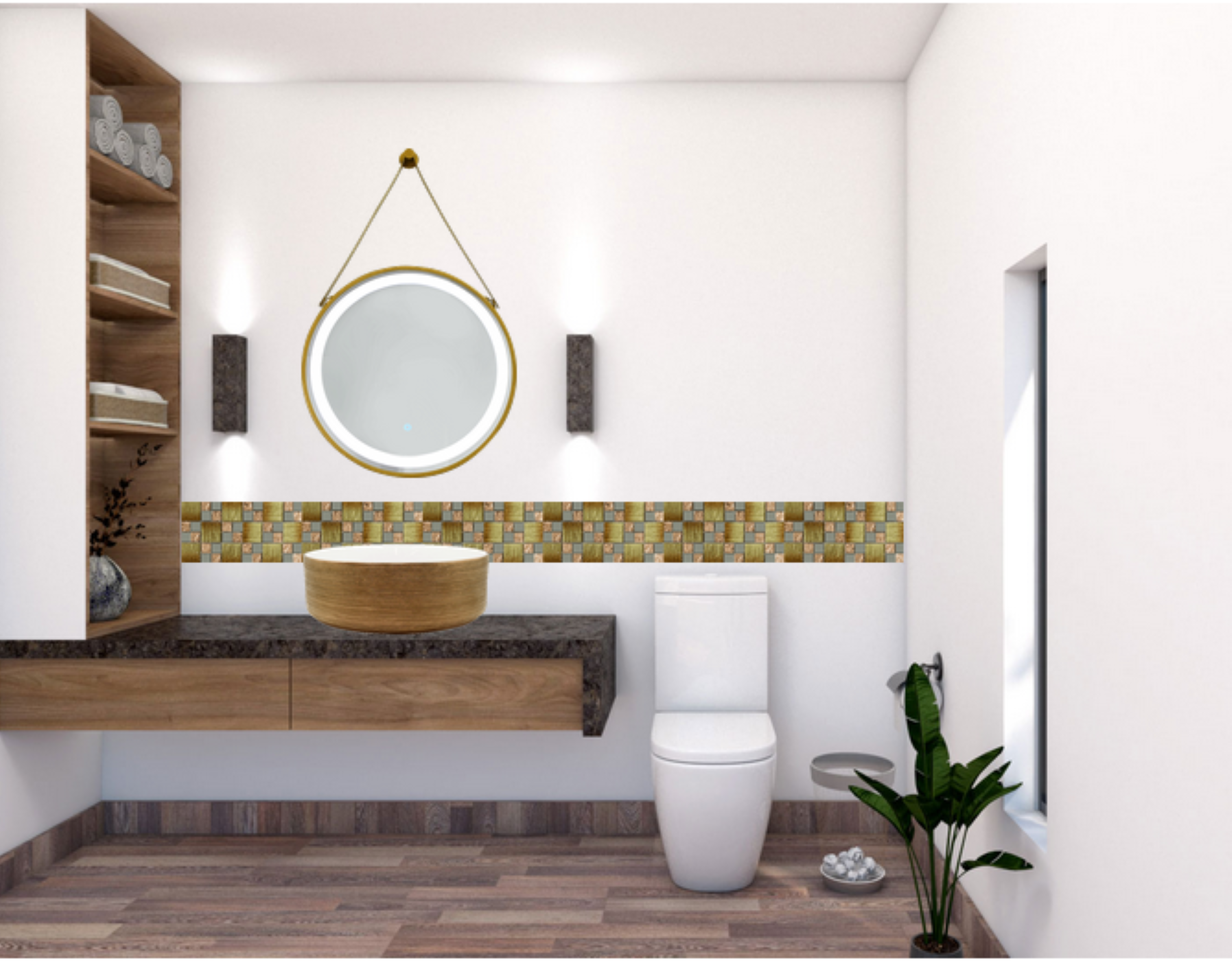 Lavabo Cerámico para Baño KRA, forma circular en color cobre, acabado con líneas horizontales. De sobreponer, con diseño europeo ideal para todo tipo de baños. Dimensiones 36.0 x 36.0 x 12.5 cms. (base x altura x profundidad).