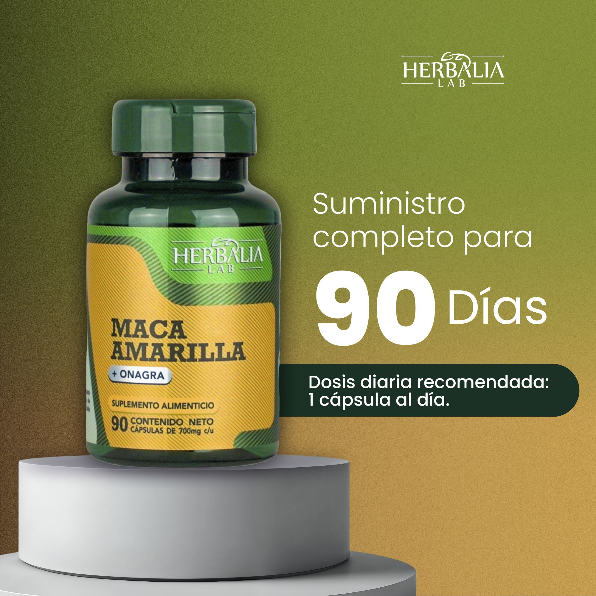 Herbalia Lab, Maca Amarilla con Onagra, Especialidad en Bienestar Femenino, 90 Cápsulas.