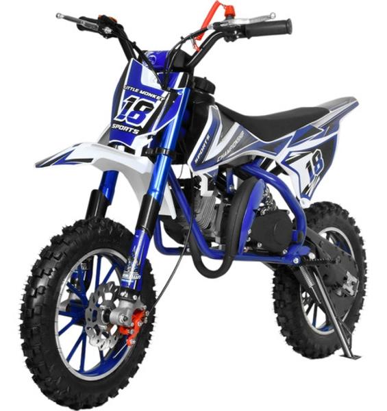 Moto Cross Pocket Montable Niños Motor Gasolina 45km/h Azul Little Monkey