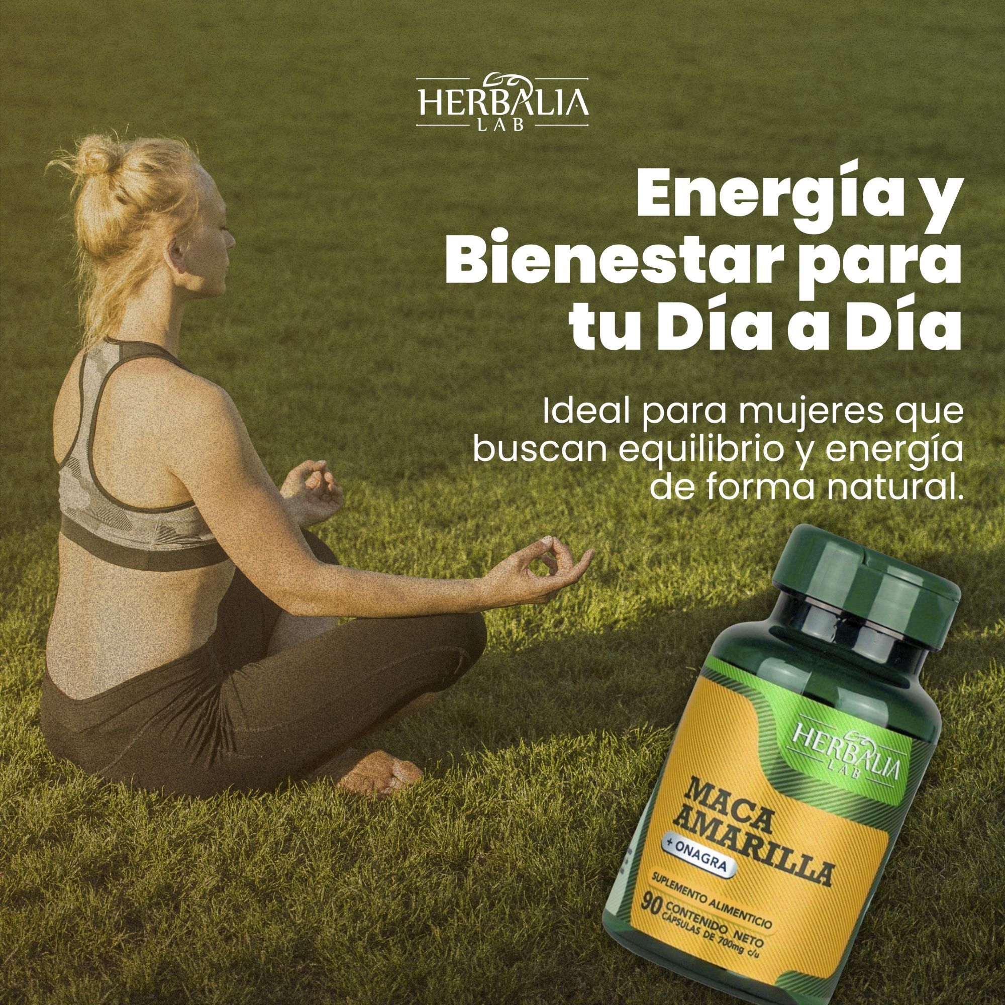 Herbalia Lab, Maca Amarilla con Onagra, Especialidad en Bienestar Femenino, 90 Cápsulas.