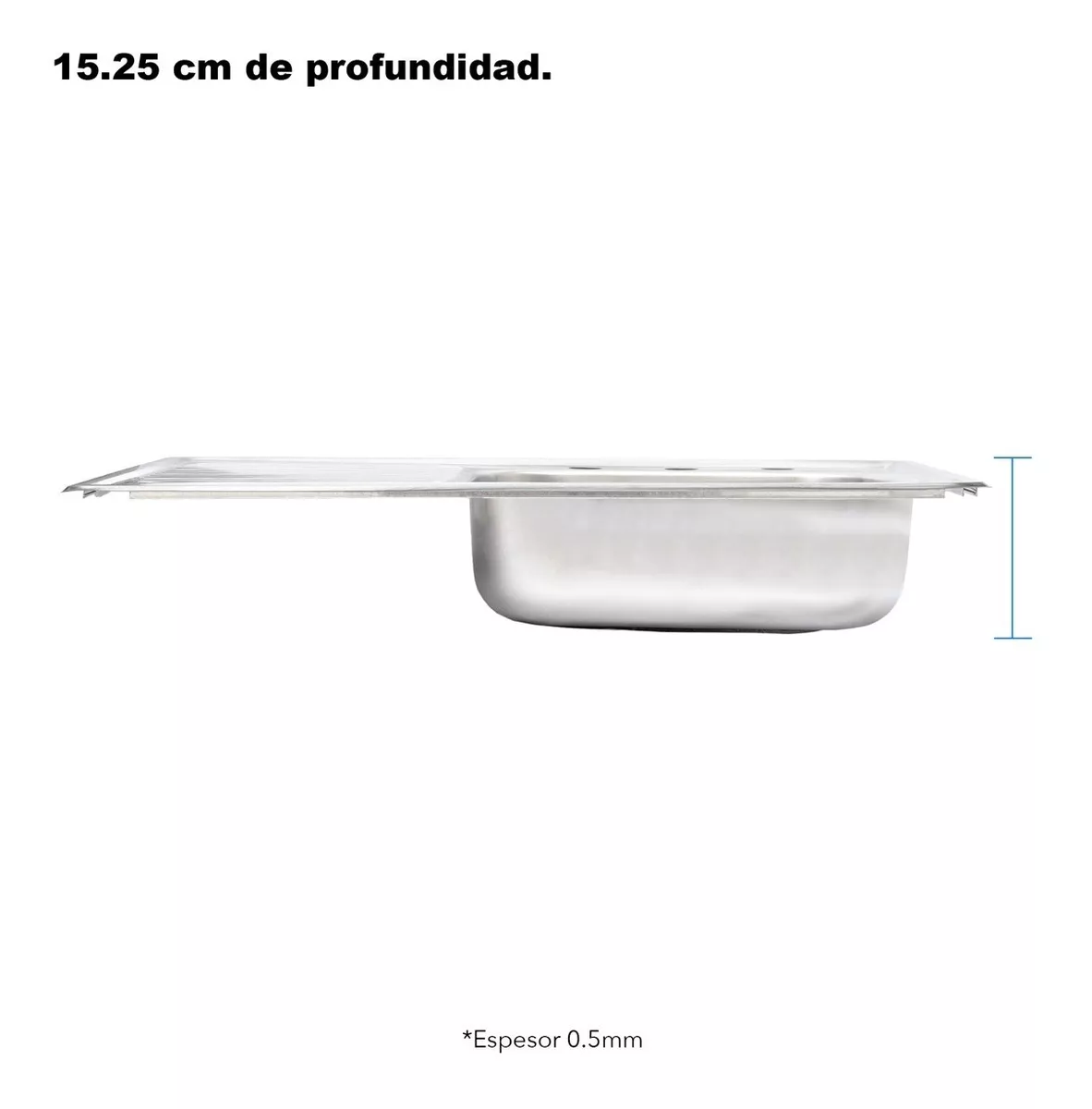 Tarja Sencilla Con Escurridero Izquierdo Empotrar 80 X 50 Cm, Acero Inoxidable
