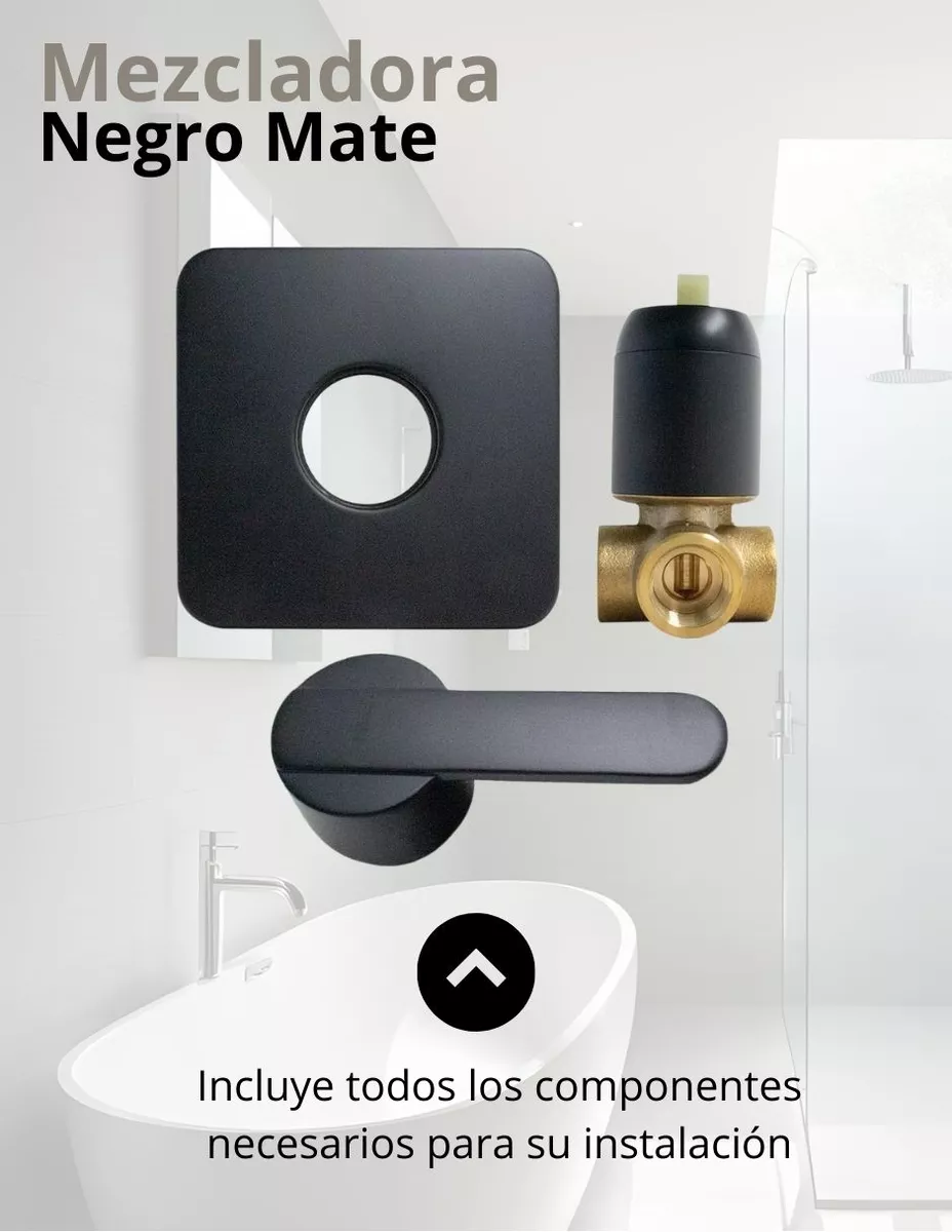 Mezcladora Monomando Para Regadera En Negro Mate, Llave De Regadera