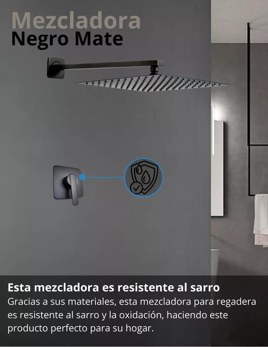 Mezcladora Monomando Para Regadera En Negro Mate, Llave De Regadera
