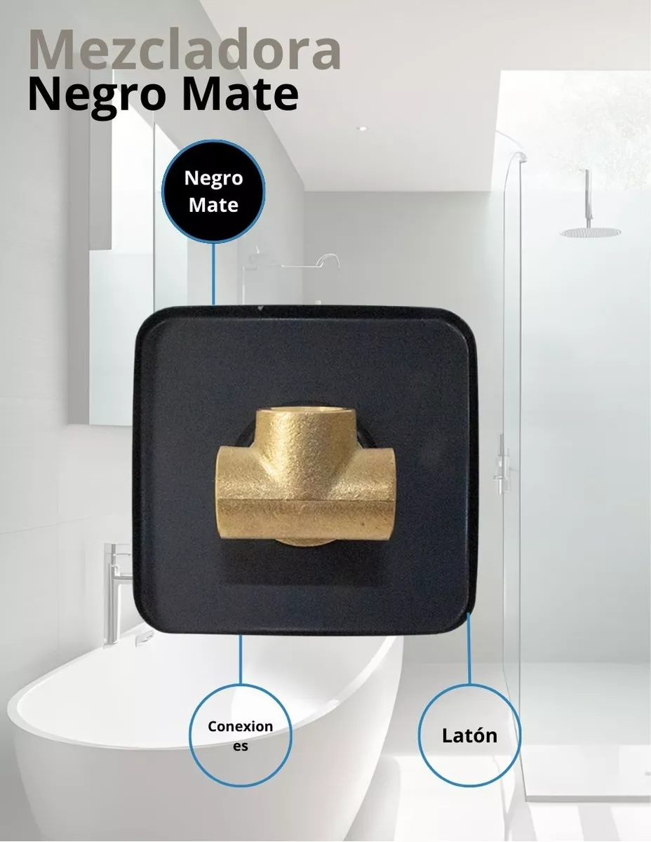 Mezcladora Monomando Para Regadera En Negro Mate, Llave De Regadera