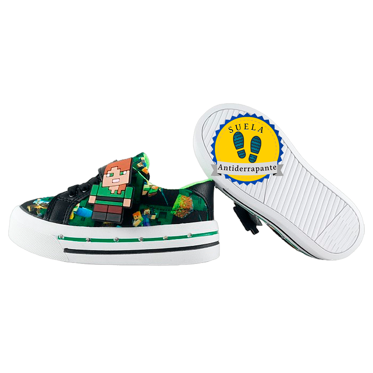 Tenis Niño Minecraft Videojuego Luces Leds Cómodos 1026-VNM