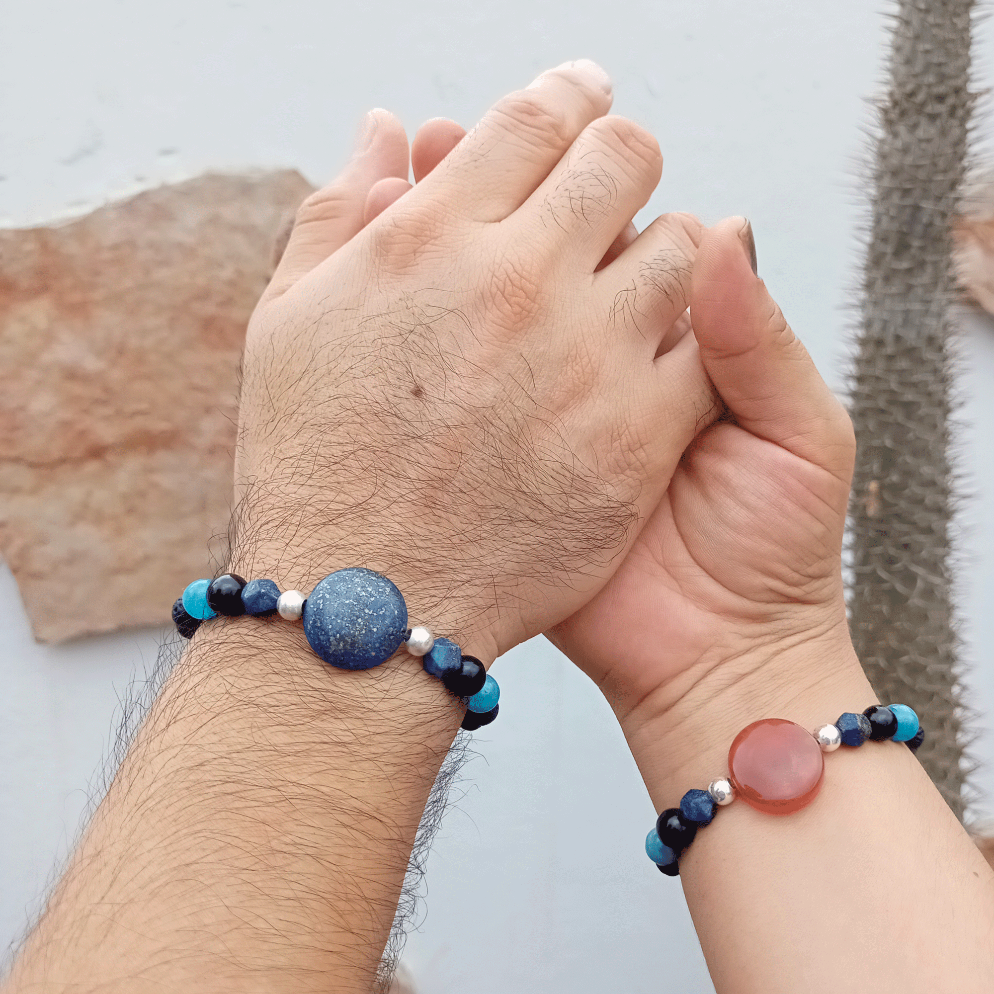 Pulsera Alta Protección contra Vampiros Energéticos Lapislázuli y Cornalina