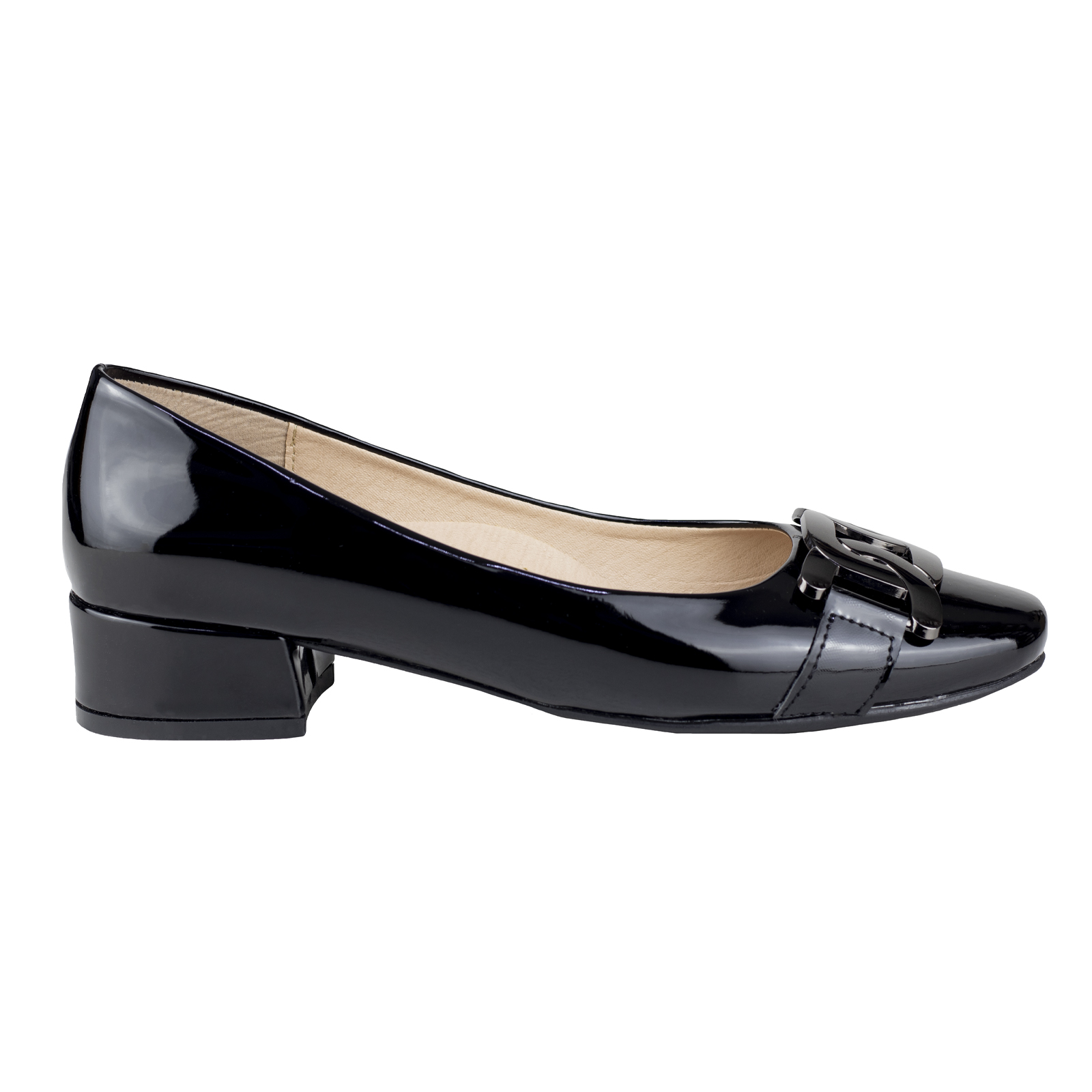 Zapatos Con Tacón Bajo Vestir Valdano Charol Mujer 815 Negro