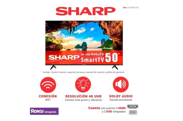 TV Sharp 50 Pulgadas Roku 4K UHD LED 4T-C50DL7UR