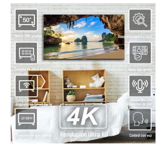 TV Sharp 50 Pulgadas Roku 4K UHD LED 4T-C50DL7UR