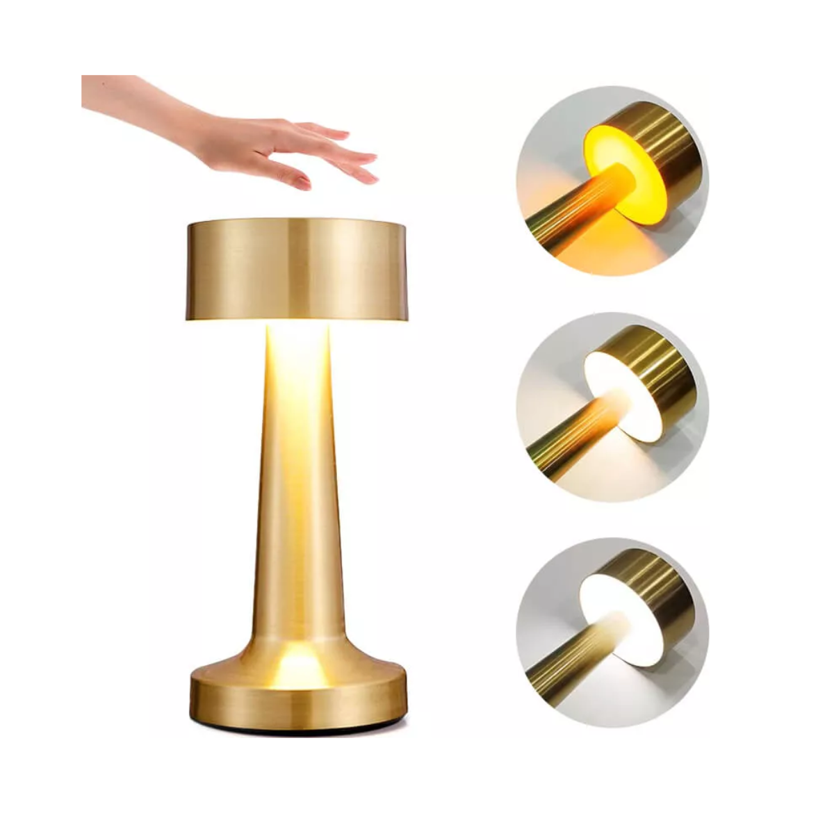 Lámpara Mesa Decoración Moderno Recargable Luz Led  Dorado Mancuernas