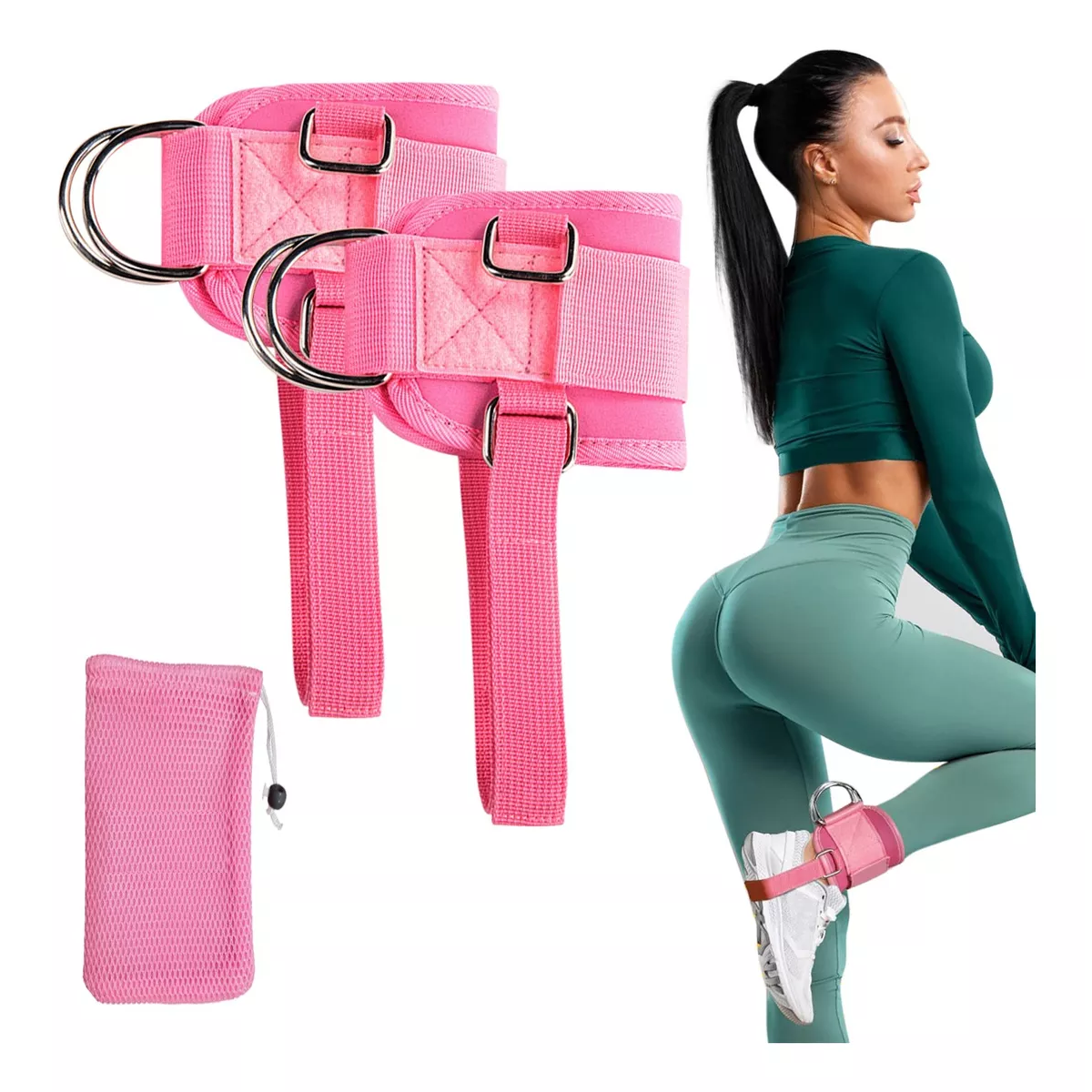 Grilletes Gym Mujer Muñequeras Gym Pesas Para Tobillos 2pz Rosa