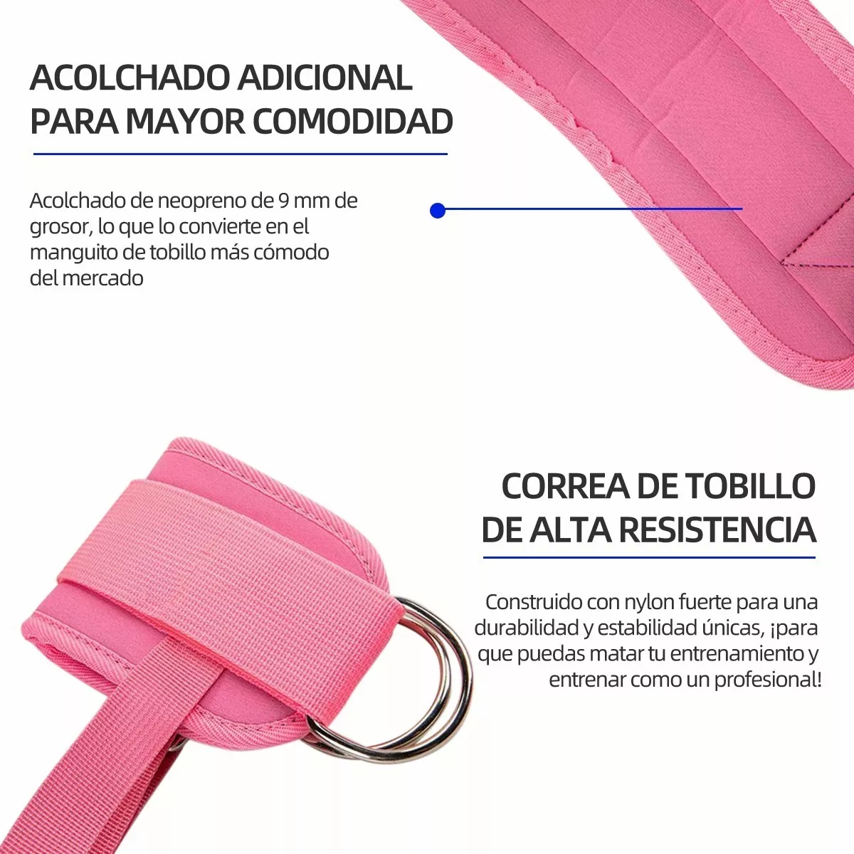 Grilletes Gym Mujer Muñequeras Gym Pesas Para Tobillos 2pz Rosa