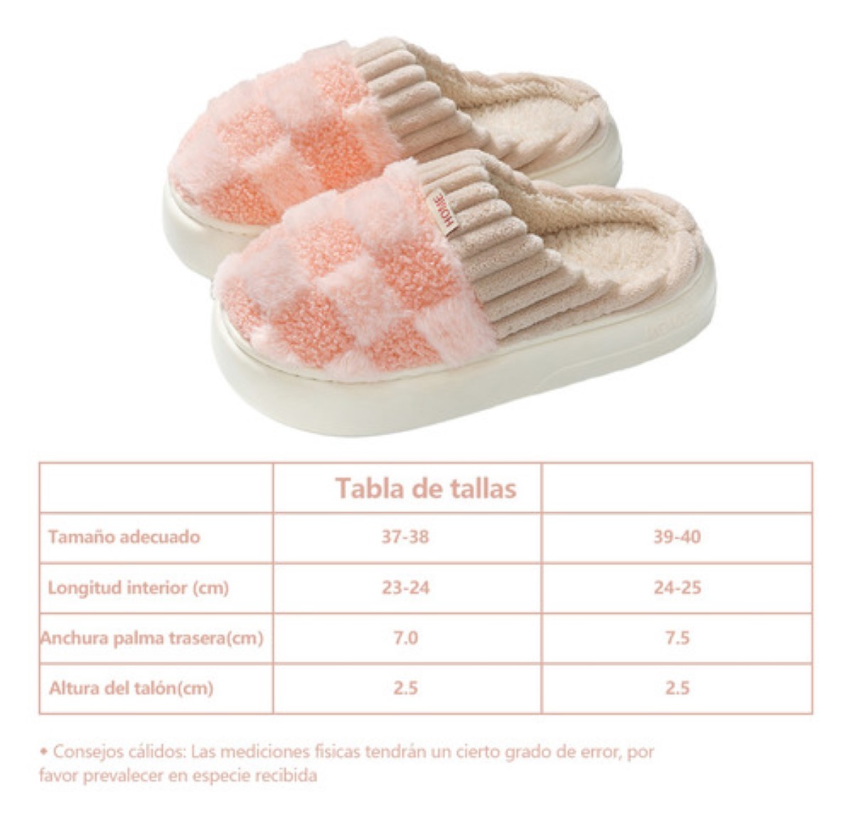Pantuflas Para Mujer Suaves Cómodas Felpa + dos Pares Calcetín, rosa/cafe  #24
