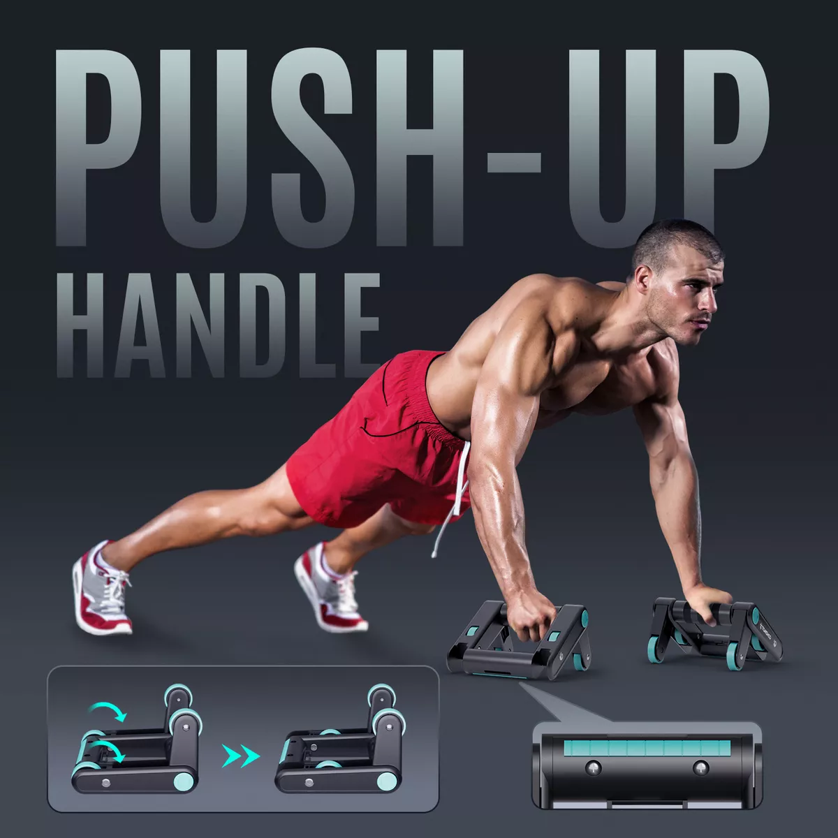 Rueda Abdominal Y Asas De Empuje, 2 En 1, Compacta Y Plegabl