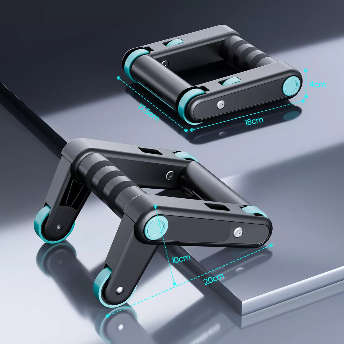 Rueda Abdominal Y Asas De Empuje, 2 En 1, Compacta Y Plegabl