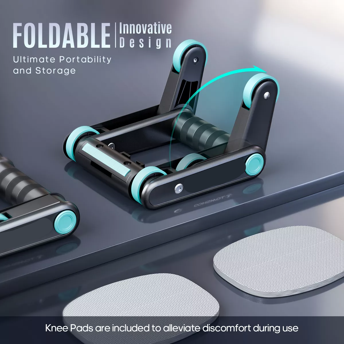 Rueda Abdominal Y Asas De Empuje, 2 En 1, Compacta Y Plegabl