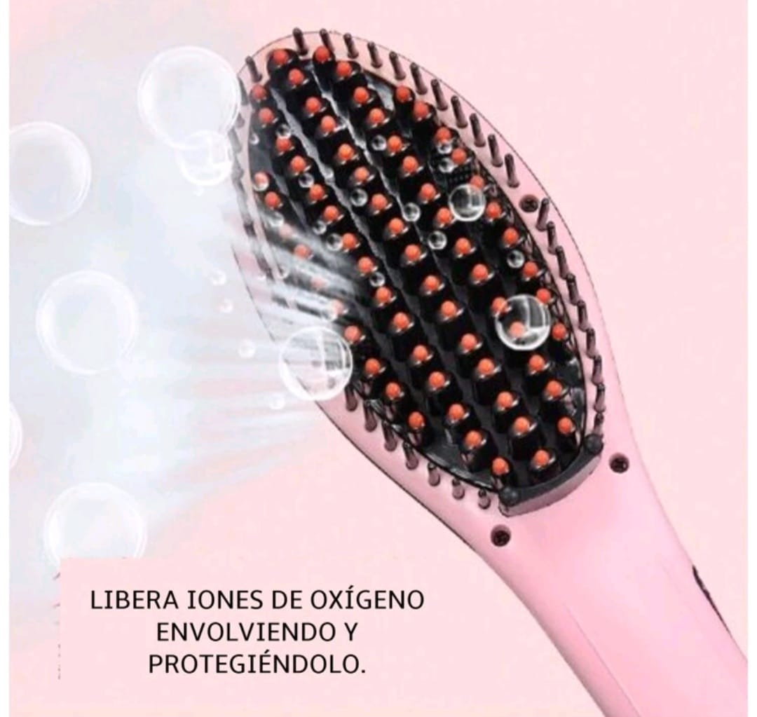 Cepillo Alaciador Eléctrico Para Cabello Con Iones y Antiquemaduras