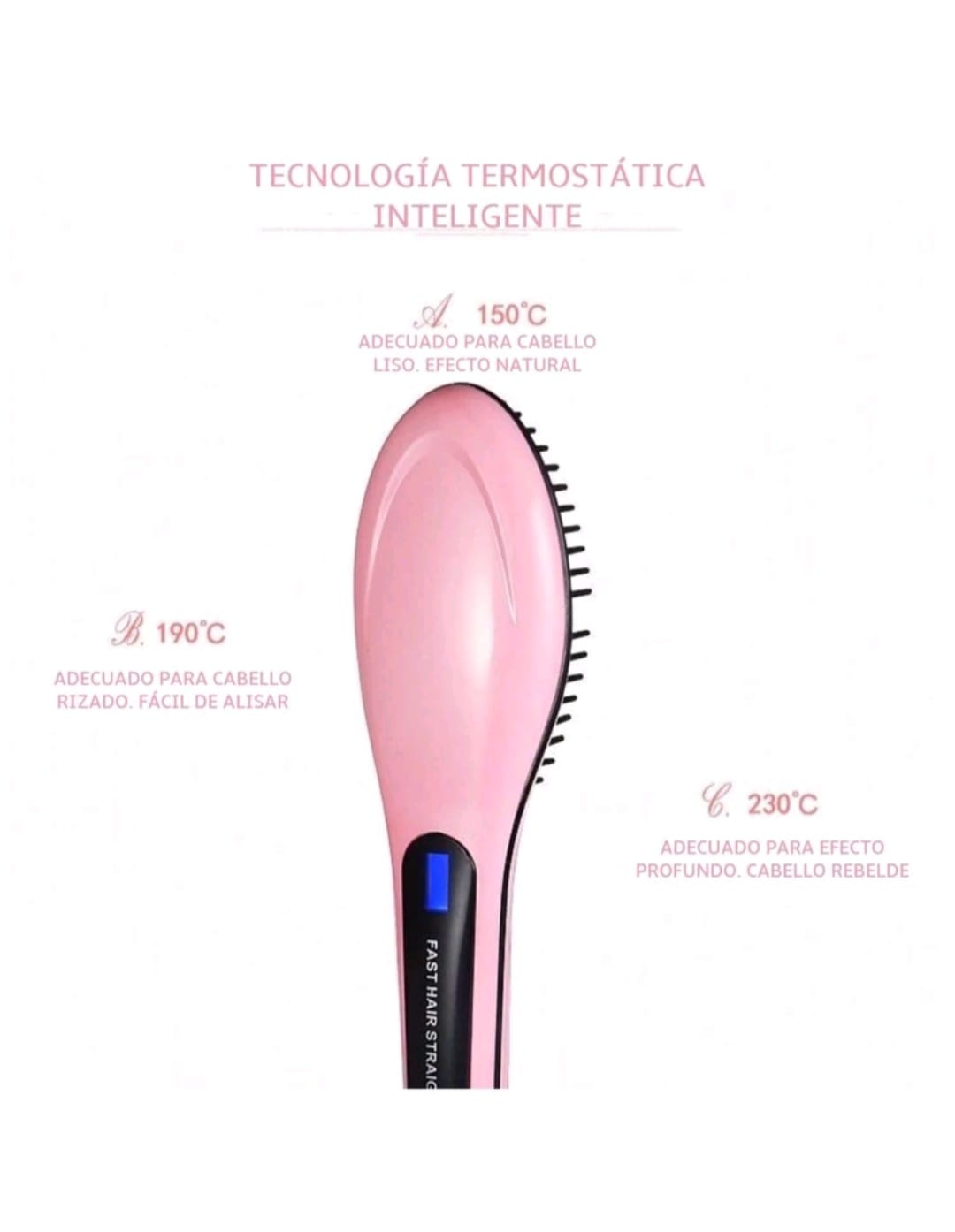Cepillo Alaciador Eléctrico Para Cabello Con Iones y Antiquemaduras