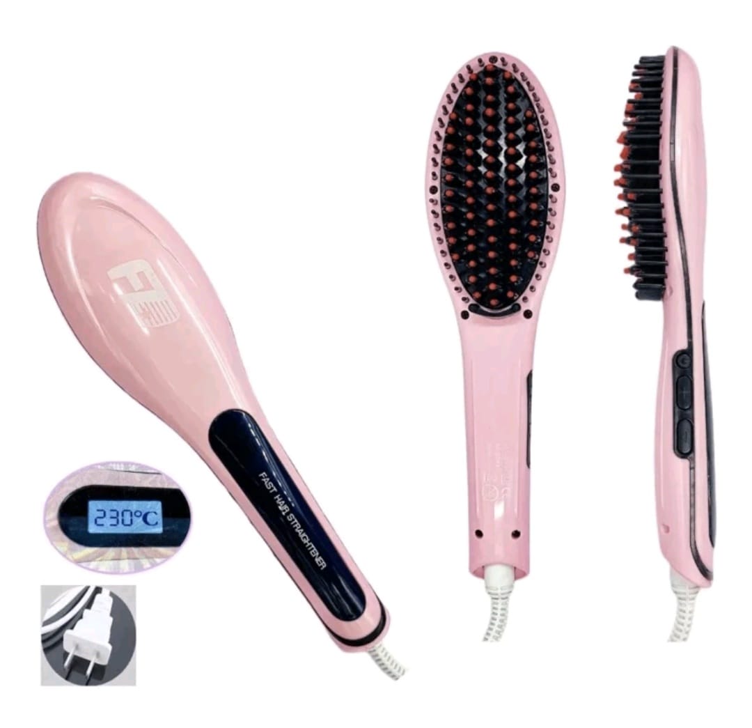 Cepillo Alaciador Eléctrico Para Cabello Con Iones y Antiquemaduras