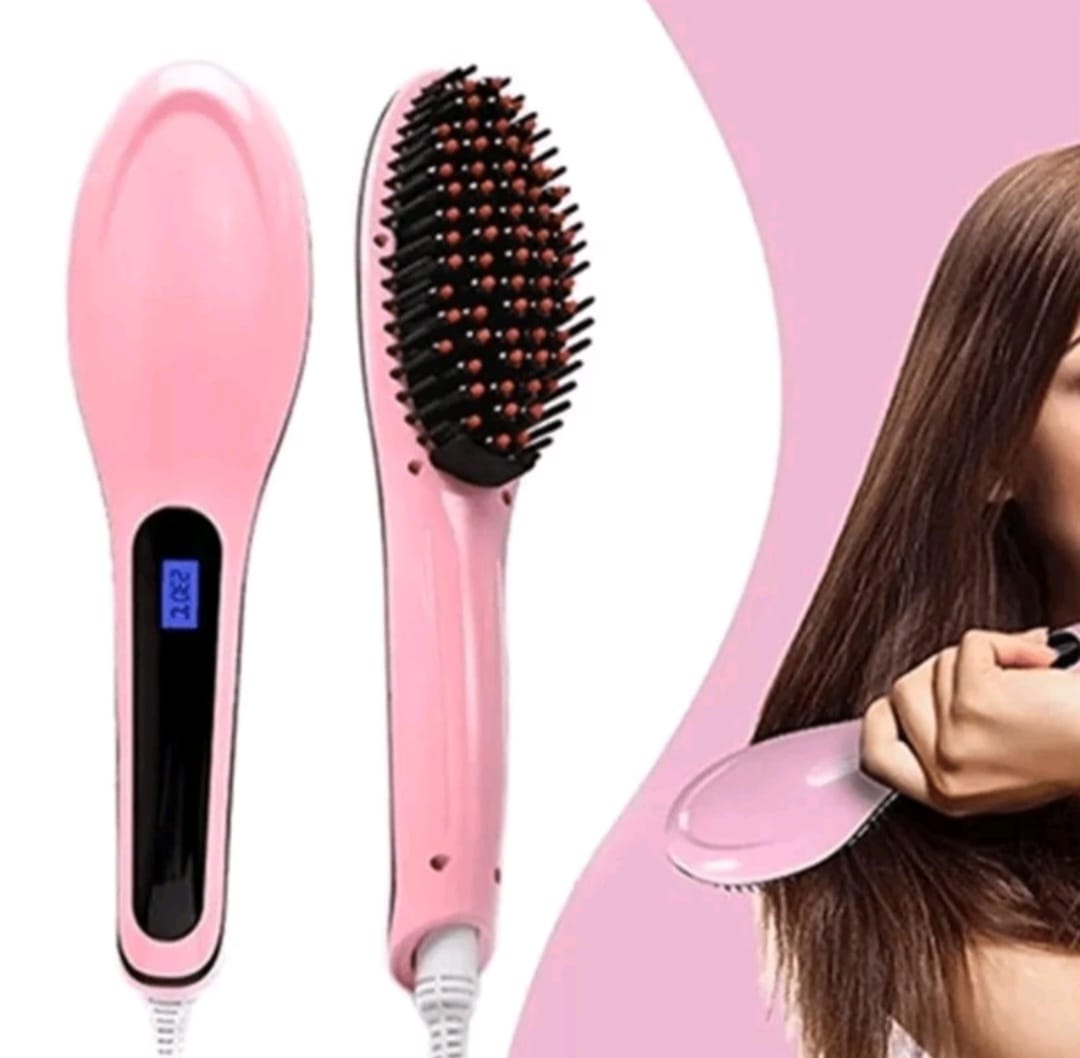 Cepillo Alaciador Eléctrico Para Cabello Con Iones y Antiquemaduras