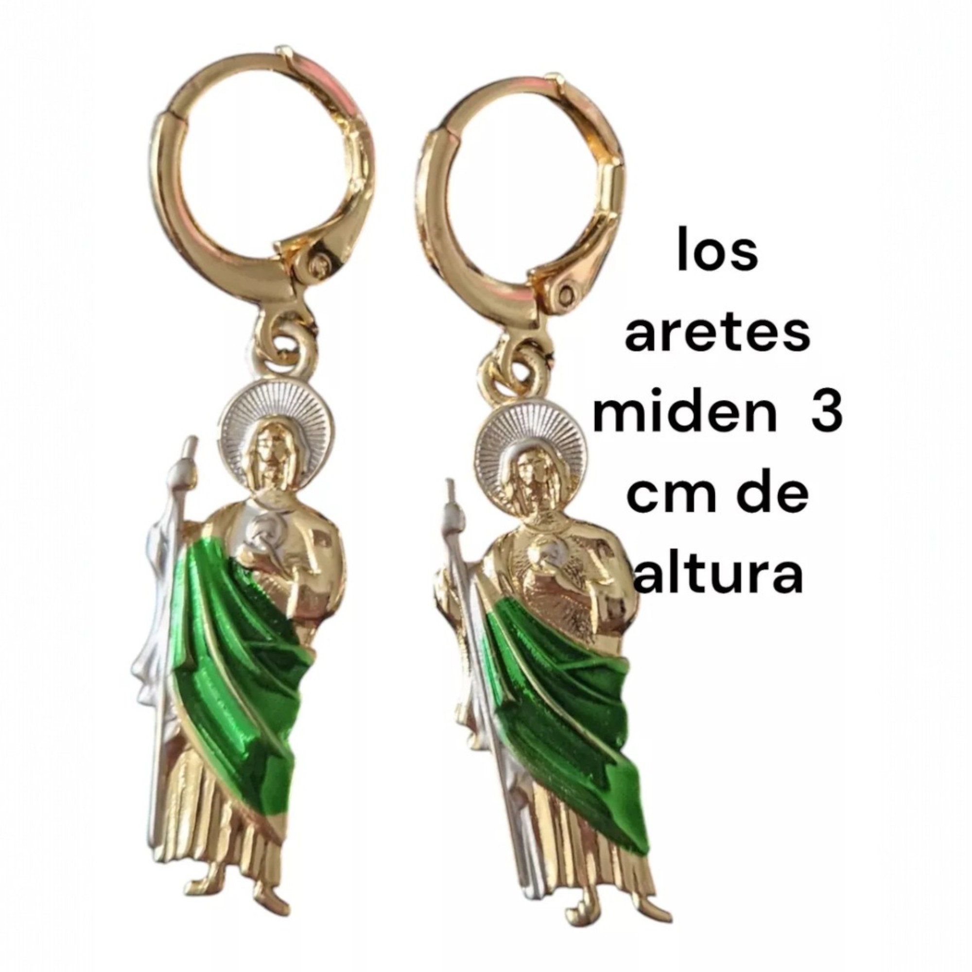 San Judas Tadeo aretes, oro laminado 18 kilates