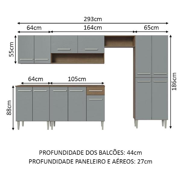Cocina Integral Completa Modular Madesa Emilly 293cm MG 03