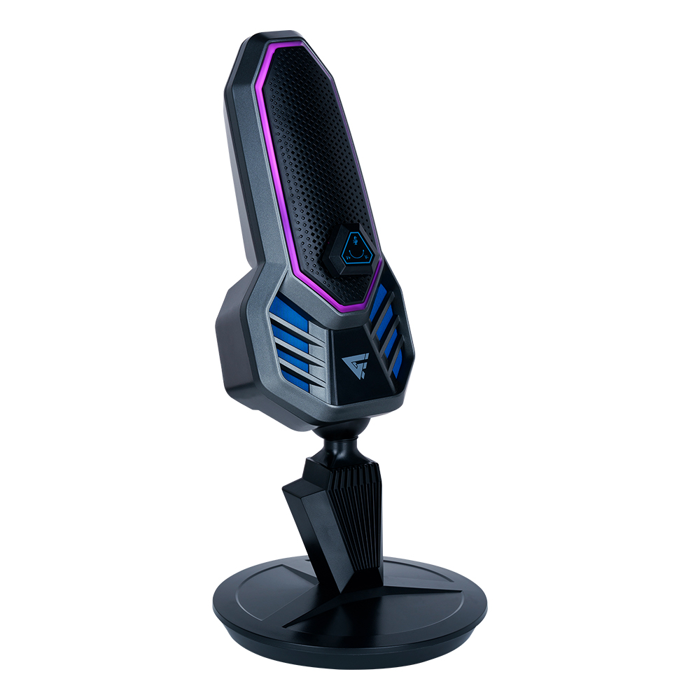 Microfono Game Factor USB Tipo C Y A RGB Base Giratoria Antipop MCG800