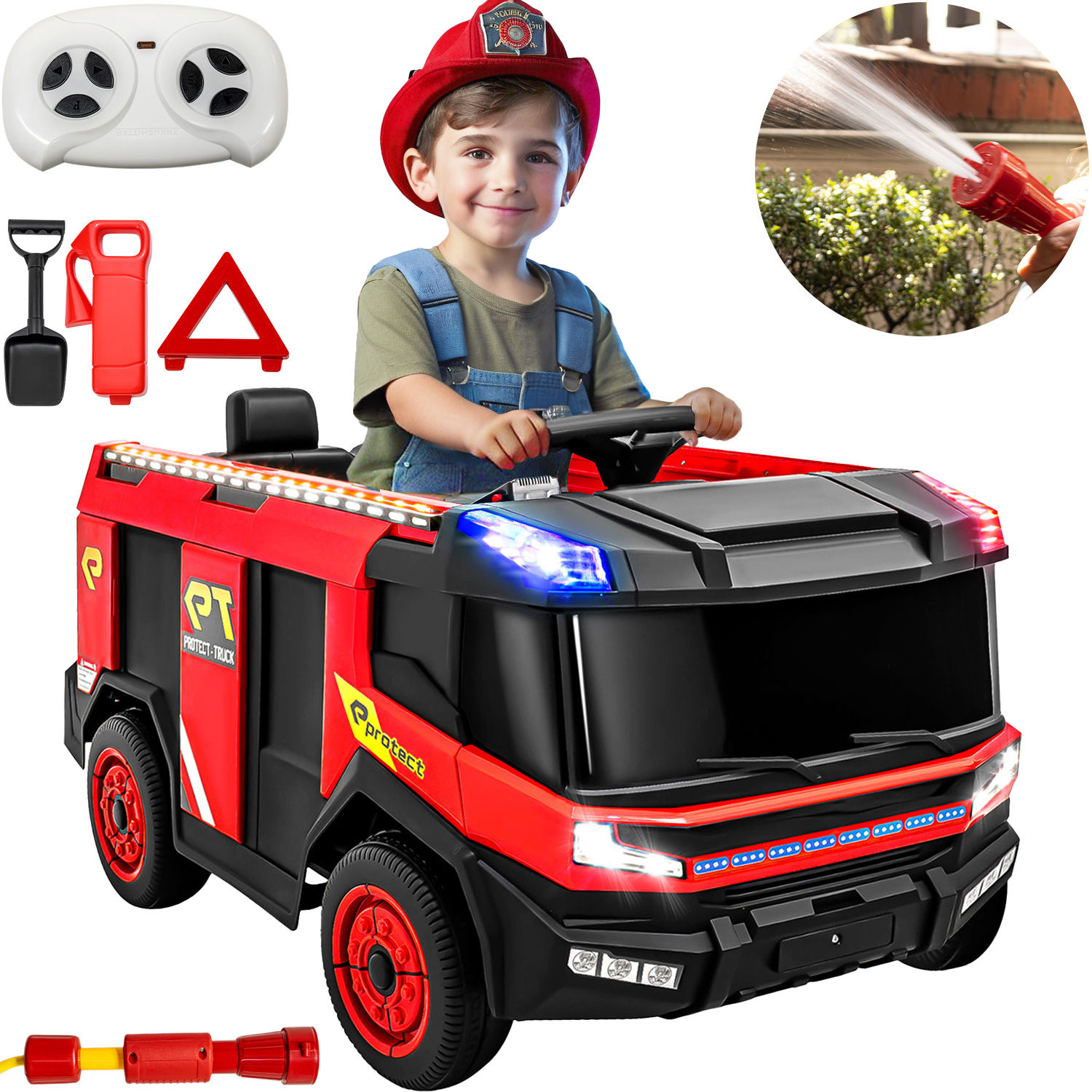Montable Camión Bombero 12v Luces, Sonido Y Función De Agua