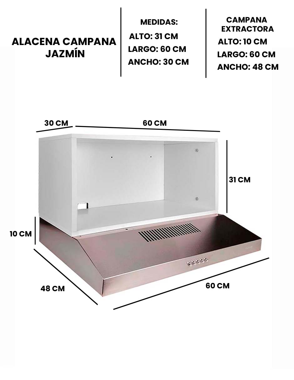 Campana Extractora Para Cocina JAZMIN Con Alacena
