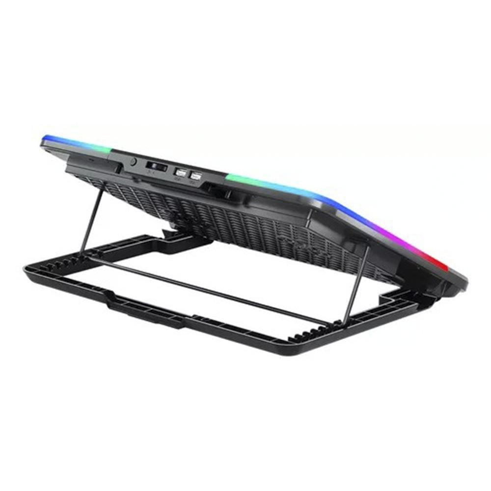 BASE ENFRIADORA ACTECK FROOST RAW BE630 ALUMINIO + ABS 6X VENTILADORES 60 MM SOPORTE PARA CELULAR 2X PUERTOS USB RGB AC-940771