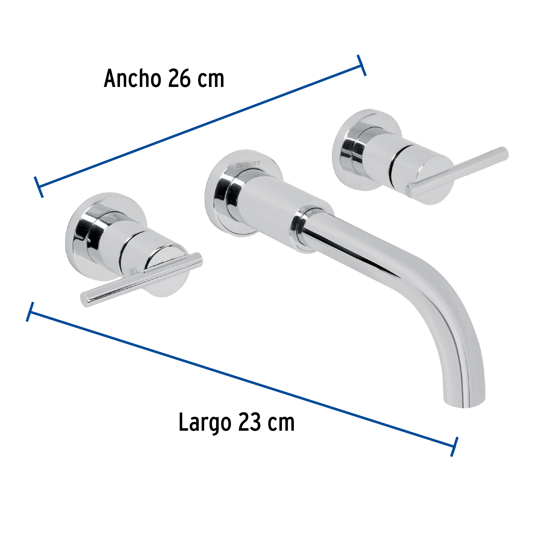 Mezcladora cromo de pared para lavabo, Foset