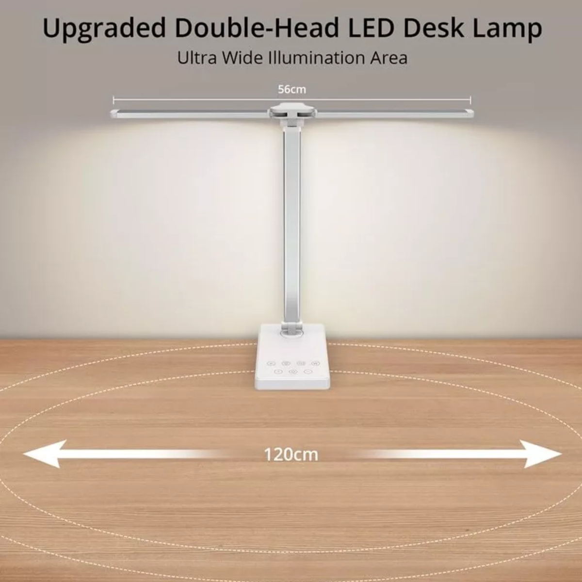 Lampara De Escritorio Mesa Led Luz Noche Vistoso Doble Brazo Blanco