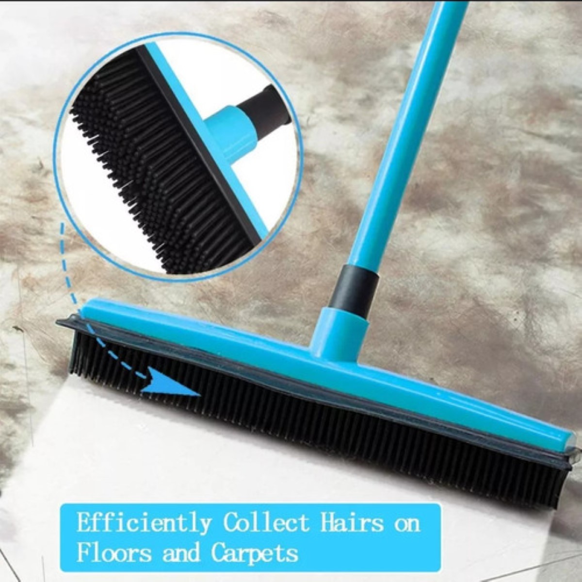 Escoba Pro 2 En 1 Cerdas De Hule Con Jalador Líquidos Y Pelo azul negro